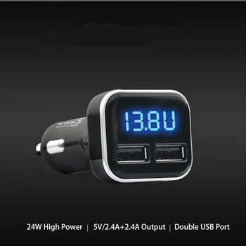 

Hot 4.8A Car Charger Fast Voltage Monitoring Dual USB Universal Convenient Socket Mobile Phone Mini Adapter LED Display Accessor