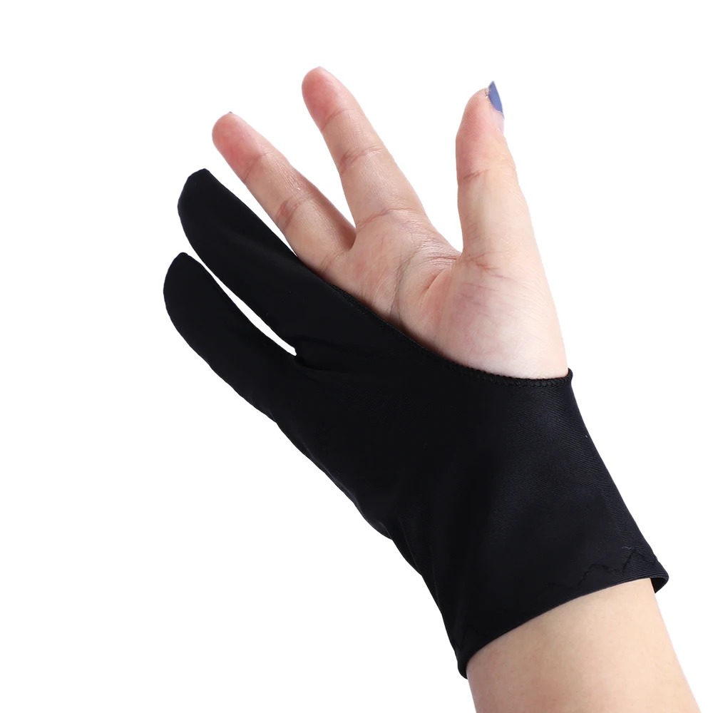 Универсальная перчатка для искусства раскрашивания с защитой от пота для любого графического рисунка, черная перчатка с 2 пальцами, Нескользящая Перчатка свободного размера, принадлежности для рисования