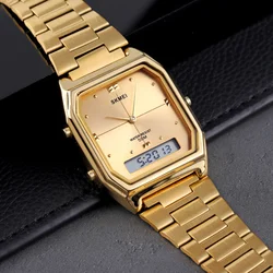 Fashion Waterproof Men Women Watches SKMEI Brand Digital Analog Quartz Square Steel Sport Casual Clock LED Wristwatches relogio