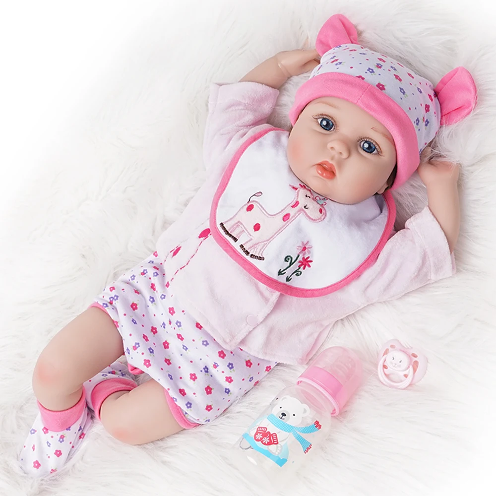 Beste 55 Cm Bebe Reborn Baby Pop Meisje Pasgeboren Levensechte Speelgoed Gift Siliconen Vinyl Roze Outfit Met Speelgoed Giraffe