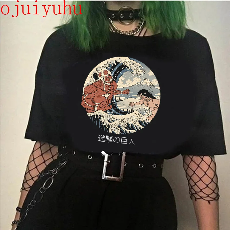 Nueva Harajuku ataque en Titán Shingeki No Kyojin genial japonés Camiseta Anime hombres camiseta Manga gráfico T camisa hombre mujer 90s