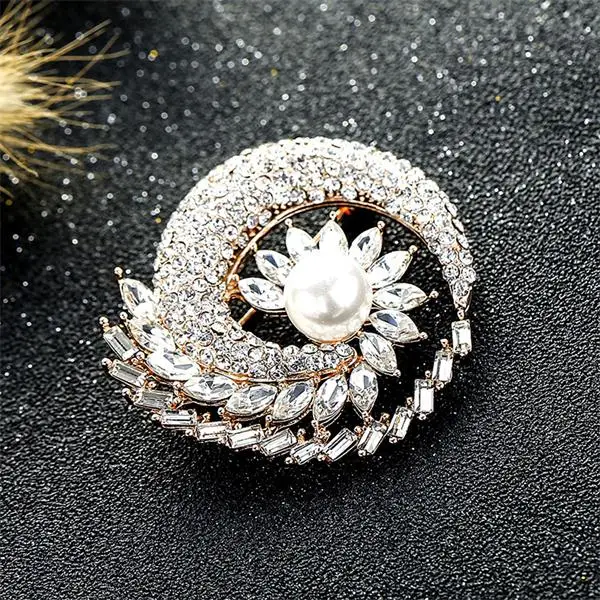 Clothing Accessories Brooches Pin Crystal Lady Alloy Gift Flower Brooch FI 