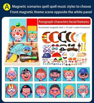 

Wooden 3 d Magnetic Puzzle Children Benefit Intelligence Development Spell Le Enlightenment Makeup Best-selling Cartoon Toys