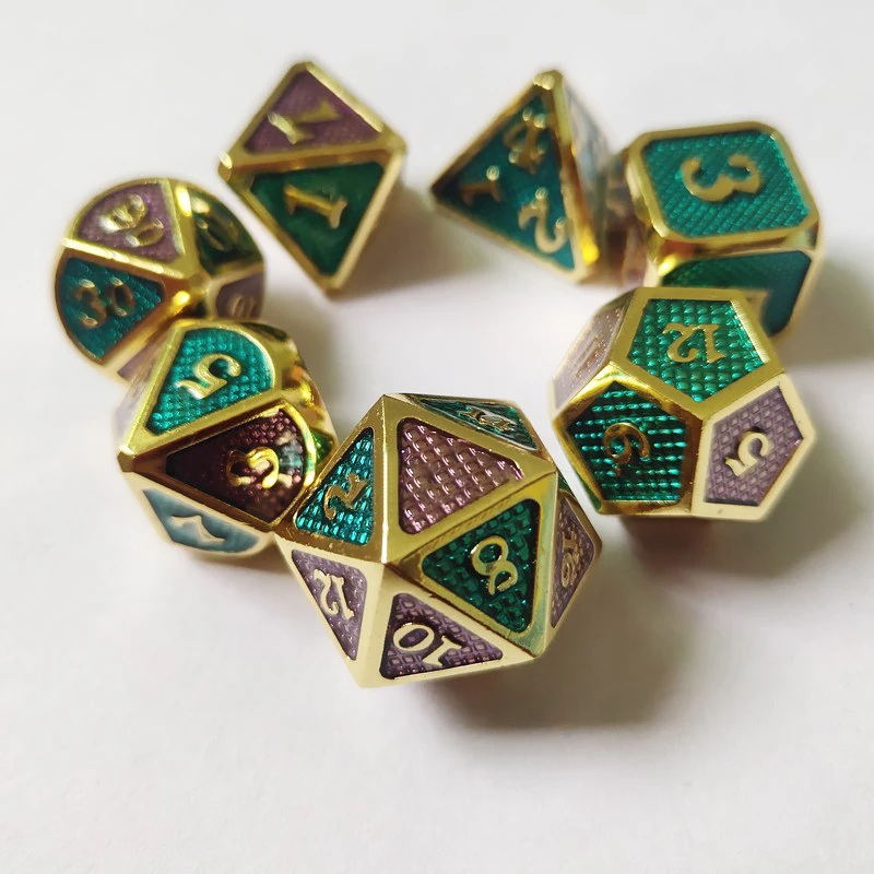 Polyhedral металлическая фотография цинковый сплав с эмалью твердый металл игра DND