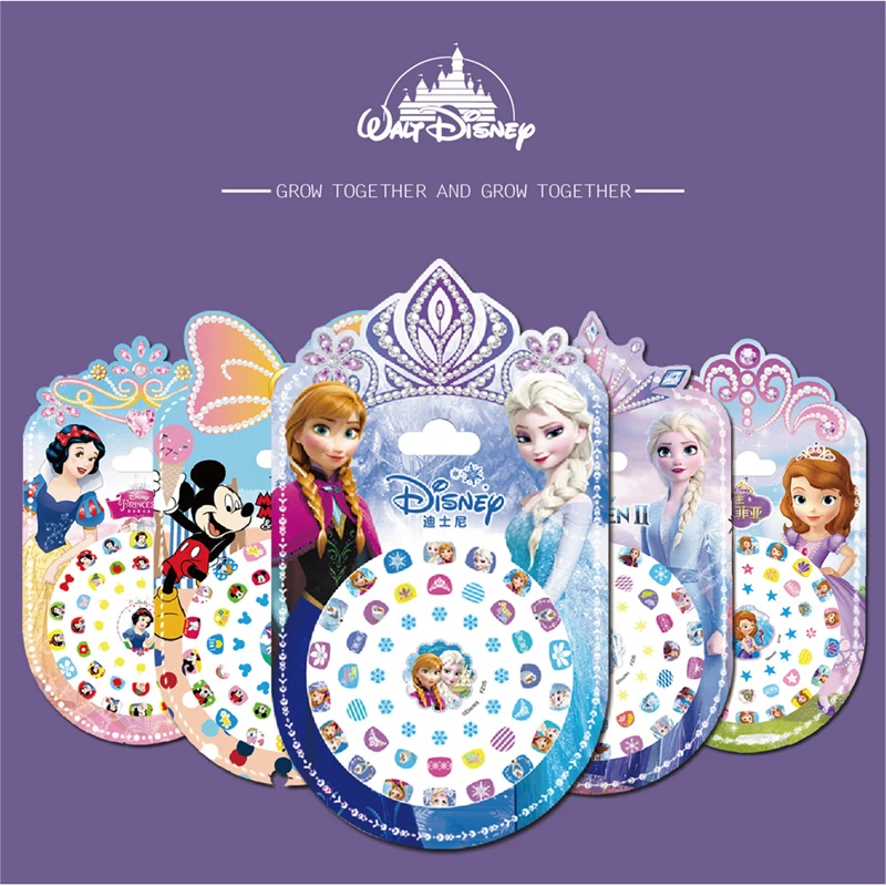Genuine Disney Frozen Cartoon Toy Nail Stickers Princess Mickey Mouse Children Nail Stickers Elsa and Anna Disc Sticker Toy