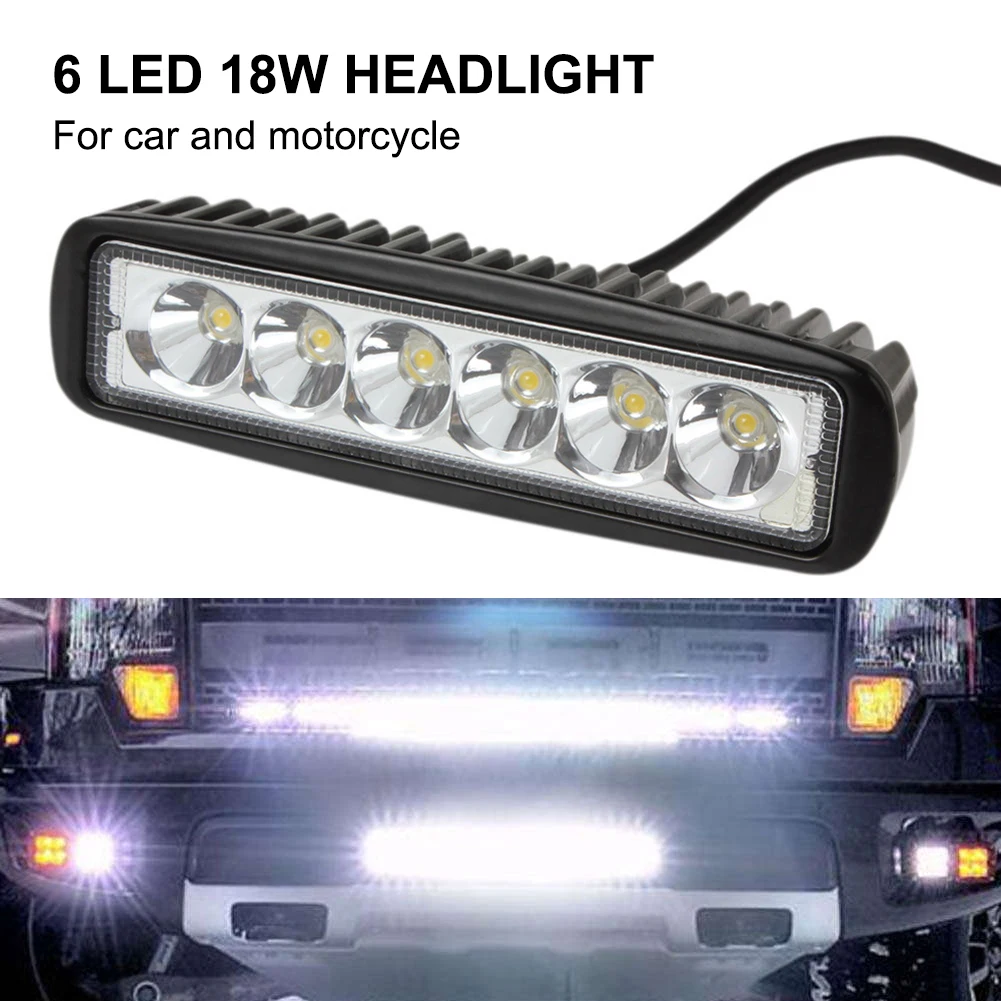 12V 6LED Headlights 18W DRL Led Work Lights Spotlight 800LM Off-road Automobile Truck Driving Fog Lamp Headlight Light Bar | Автомобили и