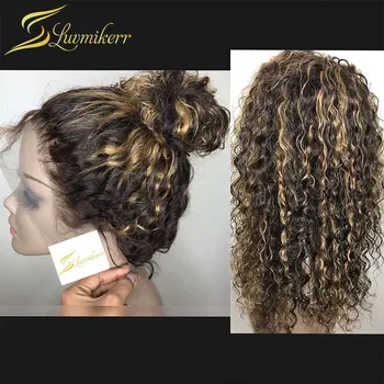 

Brazilian Colored Deep part 13*6 lace front human hair wigs for Black Women Ombre Curly frontal wig Pre Plucked Highlight Hair
