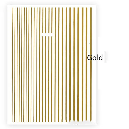 1 Pc Nail Strip Stickers Black/Gold/Rose Gold/Silver Metal Strip Tape Nail Art Adhesive DIY Foil Tips Nail Sticker Decals NK11 Gold