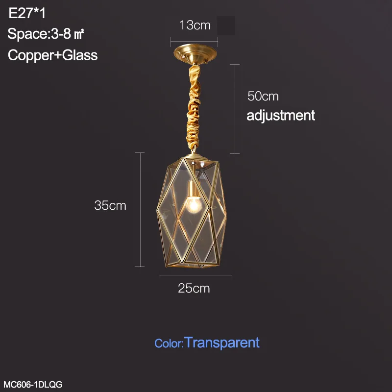 Винтажный подвесной светильник на кухню изящные стеклянные светильник в прихожей люстра потольчная в гостиную подвесная Люстра в стиле лофт интерьер коридора латунный светильник подвесной для обеденного зона - Цвет корпуса: Transparent 25x35cm