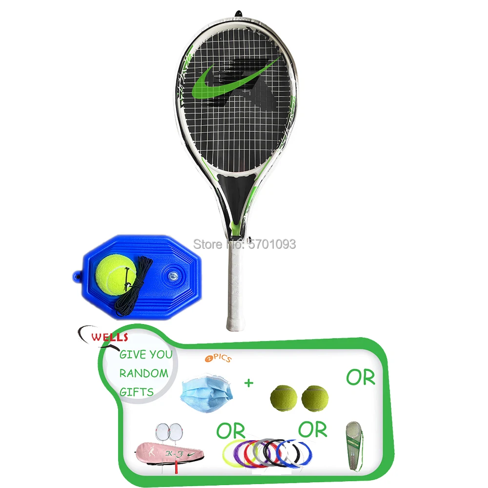 

TENNIS NO.331 Tennis Racket Single Adult Paddle Men Women Universal Set With Bag Trainer Overgrip Ball Padel
