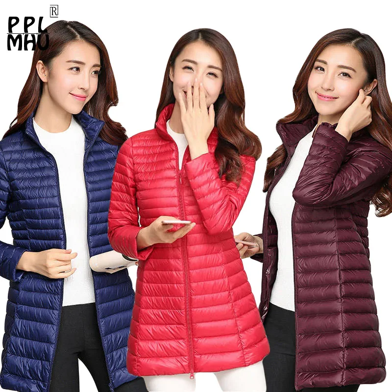 

Women's Fashion Down Jacket Ultra Light Down Jacket 2019 New Women Long Jacket Hooded Lightweight Slim Female Windbreakers