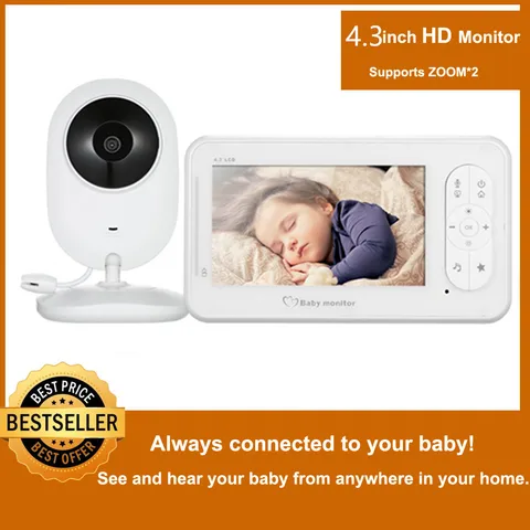 Monitor do Bebê de Vídeo sem Fio Mboss Polegada Vias Falar Alta Resolução Bebê Babá Câmera Segurança Vox Modo Monitoramento Temperatura 4.3 2