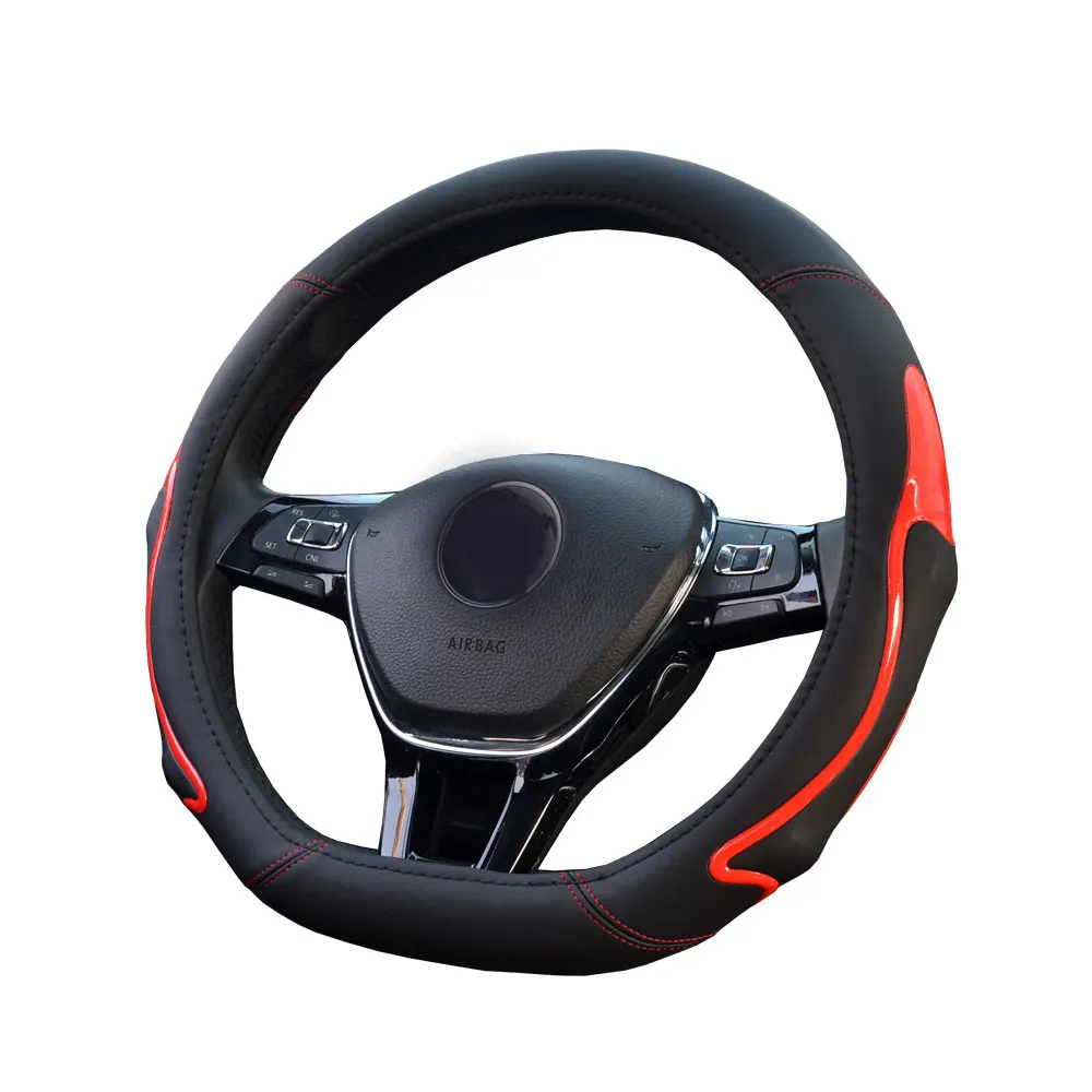 DSYCAR 1 шт. из искусственной кожи чехол рулевого колеса автомобиля искусственная кожа D форма авто аксессуары автомобиль-Стайлинг Outter диаметр 38 см