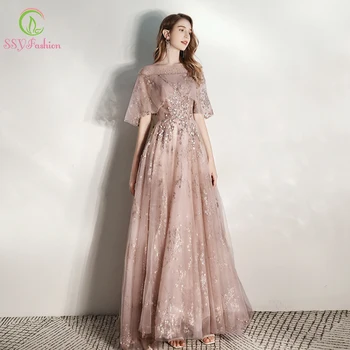 

SSYFashion new luxury long evening dress banquet elegant sequins appliques beading prom formal gown vestidos de fiesta de noche