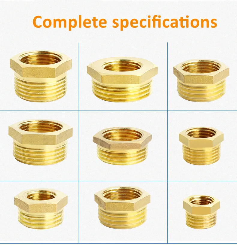 Pipe Fitting Brass Adapter BSP Reducing Hexagon Bush Bushing Male to Female Connector Fuel Water Gas Oil 1/8" 1/4" 3/8" 1/2" 3/4" 1"