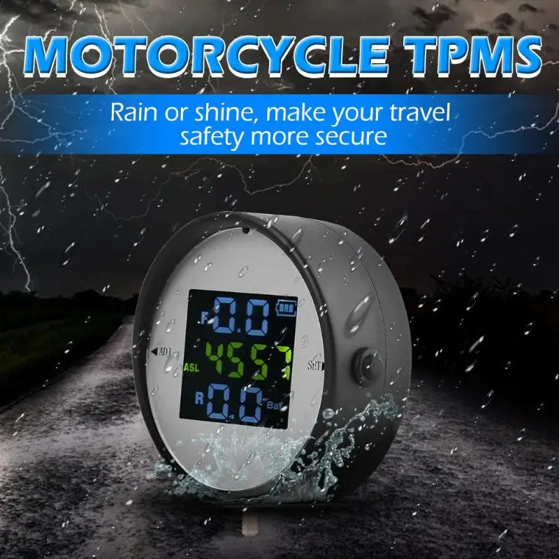 Долговечная шина, Мониторинг давления, сплошной цвет, для мотоцикла, TPMS, отображение времени высоты, монитор давления в шинах с внешними датчиками