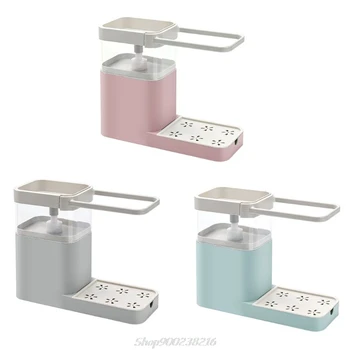 

3 in 1 Soap Pump Dispenser Cleaning Liquid Container Sponge Holder Dishcloth Towel Rag Hanger Drain Organizer for Kitchen Au04