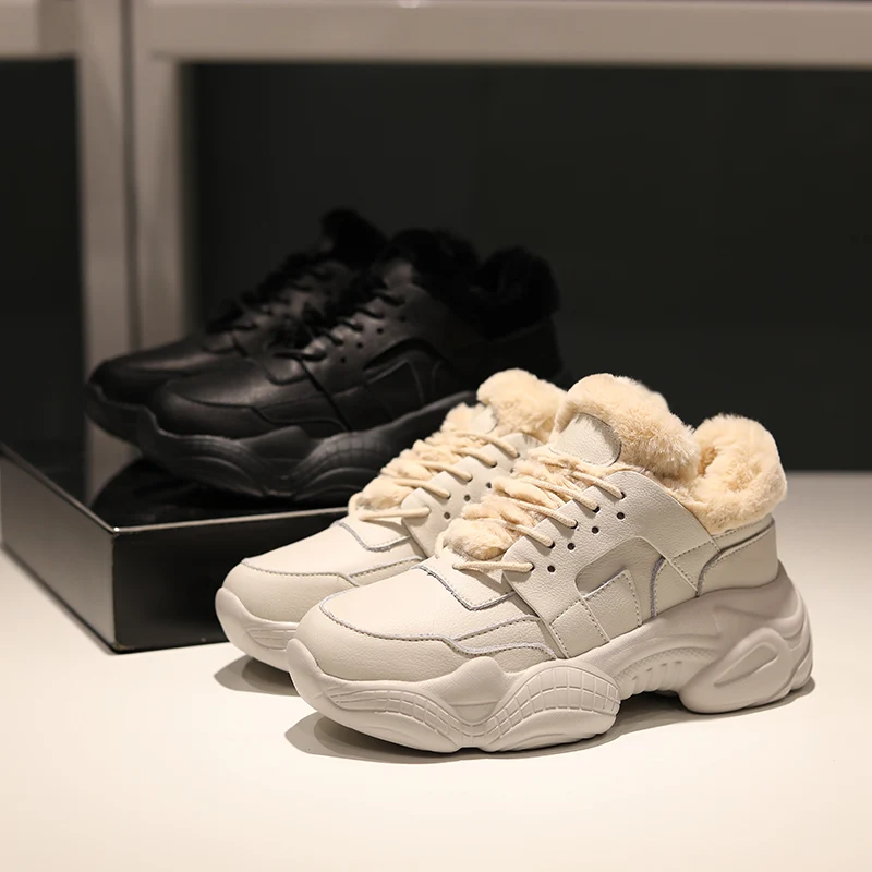 

Daddy Shoes Platform Sneakers Women Leather Casual Shoes Women Winter Chunky Sneakers Fashion Sapato Feminino Warm Ladies Shoes