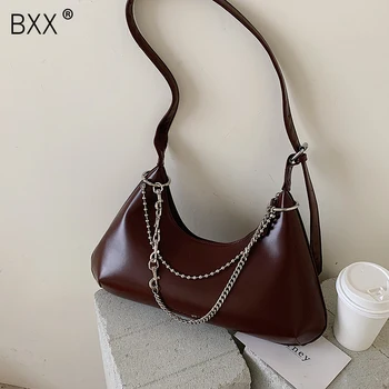 

[BXX] Chain Design PU Leather Crossbody Bags For Women 2020 Summer Fashion Shoulder Handbags Female Travel Cross Body Bag HN345