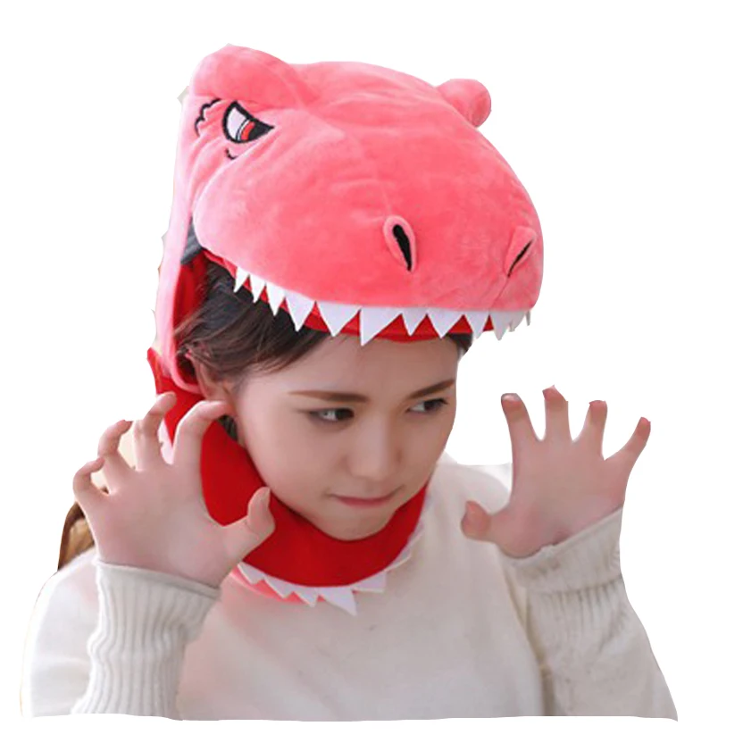 Cute Headgear Dinosaur Hood Hat Plush Toy Birthday Stuffed Cap Gift