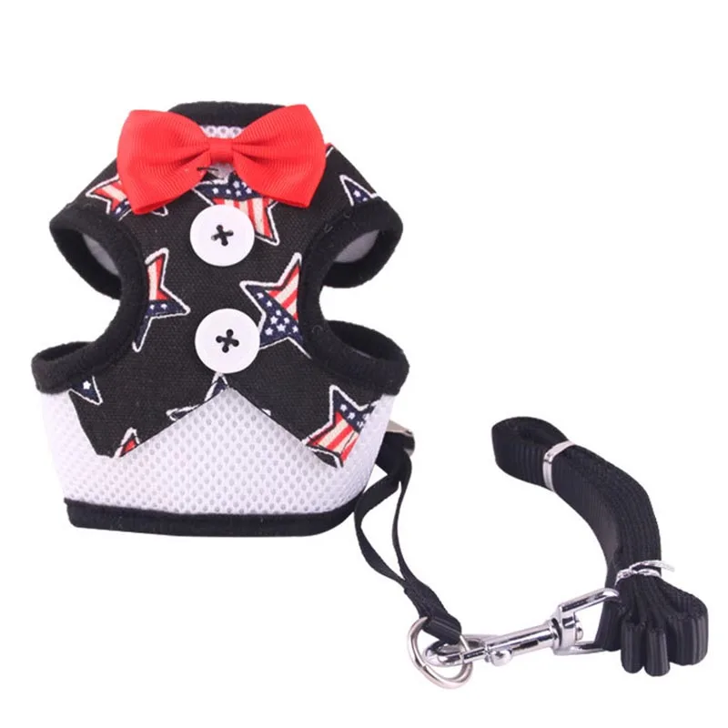 Breathable Dog Pet Harness and Leash Set Air Nylon Mesh Puppy Small Dogs Cat Clothes Accessories Puppy Vest Net For Chihuahua - Цвет: BS