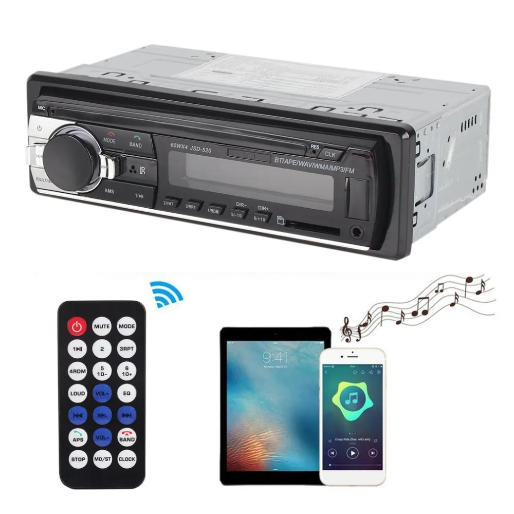 JSD-520 автомобильное радио стерео музыкальный плеер телефон MP3 Пульт дистанционного управления 12 в автомобильное аудио Автомобильное музыкальное устройство