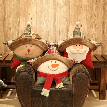 

Christmas Cushion Covers Star Shape Home Decorations Christmas Printed Pillows Flax Cushions Lumbar Christmas Pillow Cover