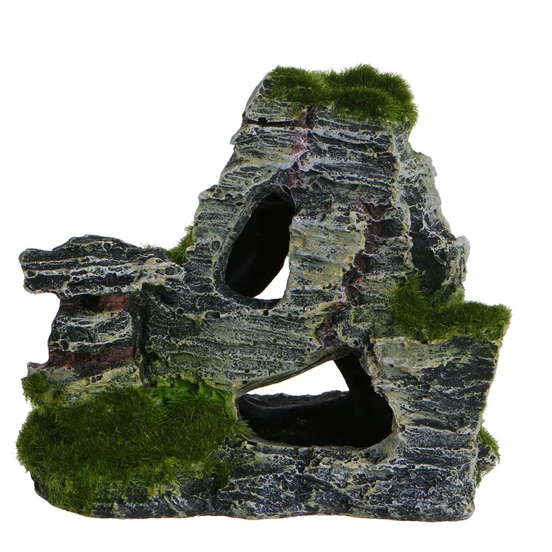 

Resin Mountain View Fish Tank Cave Moss Bridge Decor Aquarium Rockery Ornament for Home decoration