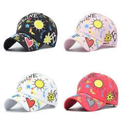 2022 Summer Snapback Caps Men Korean Cartoon Graffiti Print Casquette Femme Baseball Hat Cotton White Baseball Cap Women