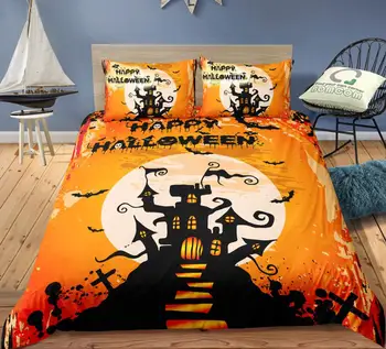 

Bedding Set Halloween Gift Yellow Soft For Kids Duvet Cover Set Western Style Home Textiles Twin Full Queen Size Bed Set