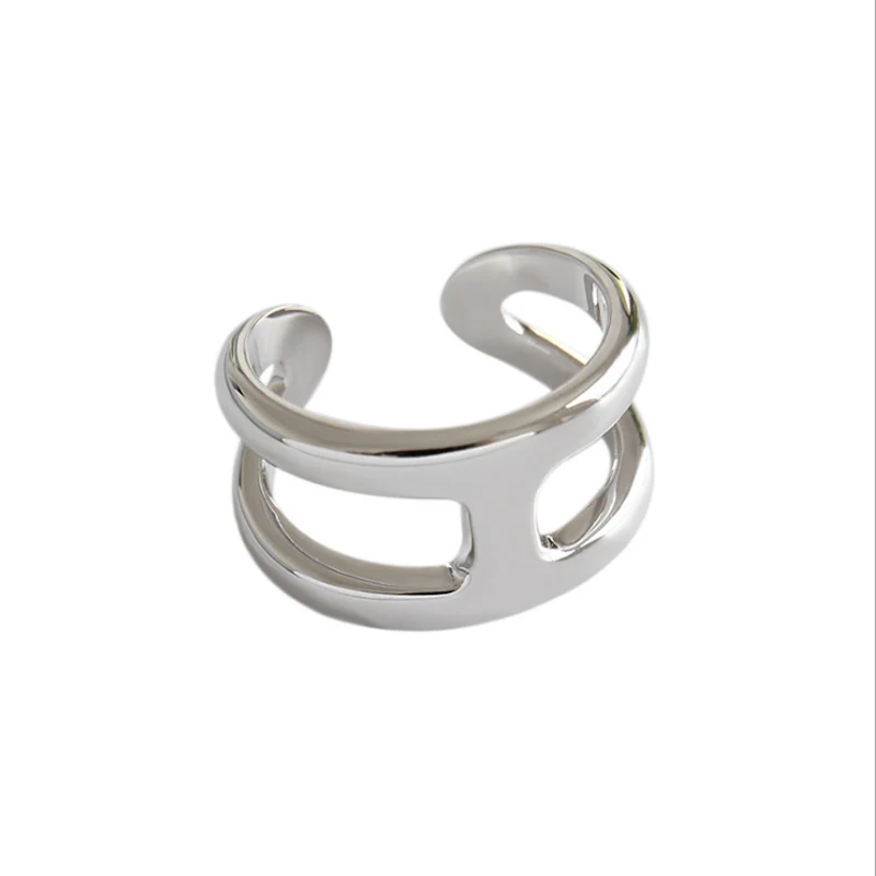 JShine Корейский Японский стиль h-образный кольца из стерлингового серебра 925 для женщин широкое открытое свадебное кольцо на палец кольца ювелирные изделия - Цвет основного камня: Silver