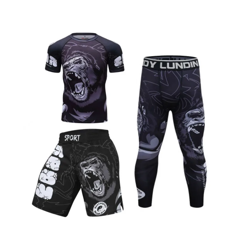 Компрессионные рубашки мужские для MMA бокса Муай Тай шорты Рашгард джиу джитсу