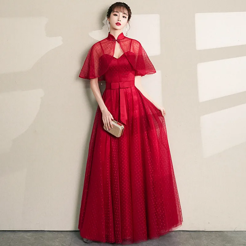 burgundy dress with shawl