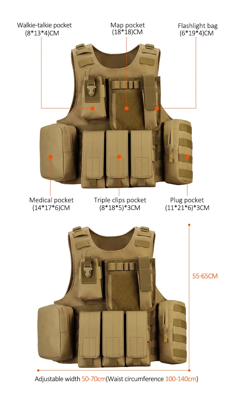 Airsoft Tactical Vest Mens Military Hunting Vests Equipment Vest Molle Combat Assault Plate Carrier Gilet Tactique Strap