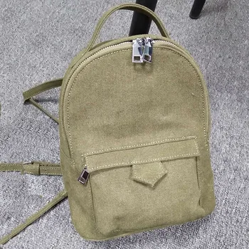

Small School Bag Backpack Army Cloth Green Backpack Mini Pure Color Simple Trend Double Shoulder Bags For Teenagers