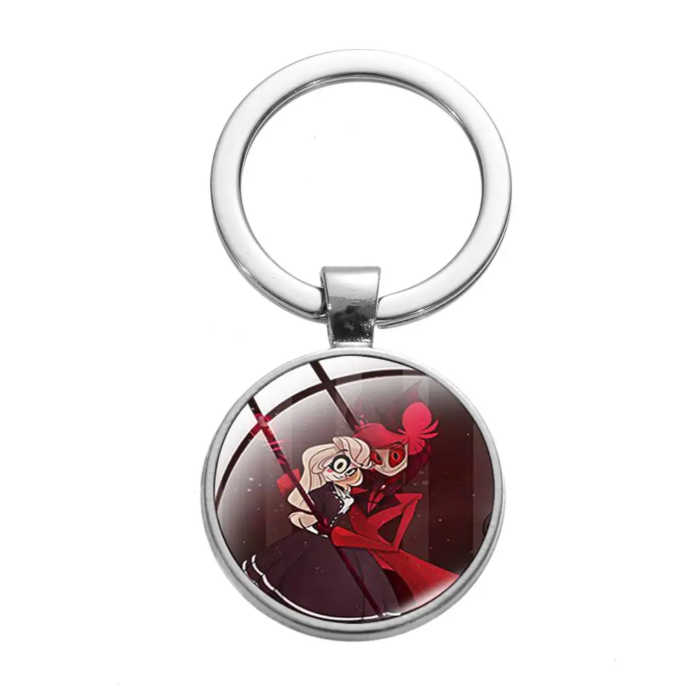 Style 7 SONGDA отель Hazbin Charlotte Vaggie брелок с изображением ангела Готический розовый мультяшный узор стеклянный купол для ключа цепи фанатов подарок аниме - Цвет: Style 7