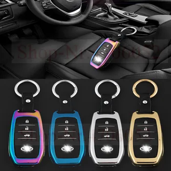 

Aluminium Alloy +Leather Car Key Cover Case Shell Bag for Toyota Land Cruiser prado RAV4 Rush Sequoia Alphard Voxy Sienna Sienta