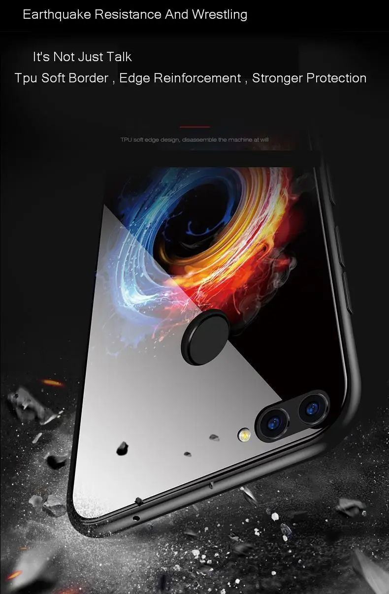 Чехол в виде светящегося стекла для huawei P Smart Чехол-Бампер силиконовая задняя крышка для huawei P Smart Z honor 20 p20 p30 pro Чехол