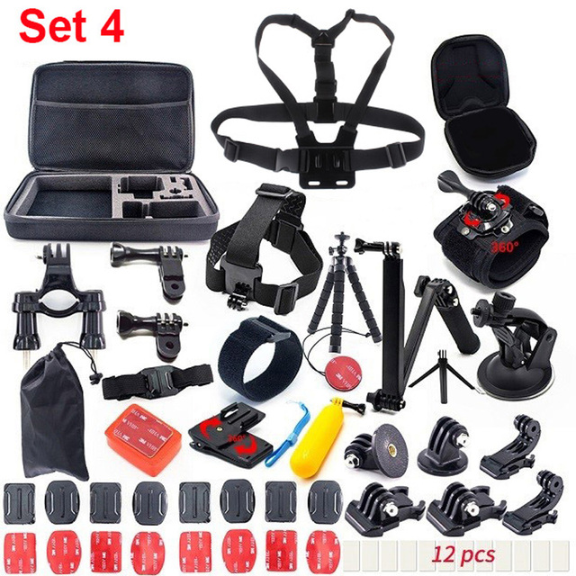 for Gopro Accessories Set for go pro hero 7 black 6 5 kit 3 way selfie stick for Eken h9r H8R / for xiaomi yi EVA case