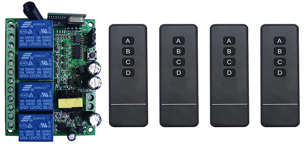 AC110V 220V 230V 4CH 4 CH 10A реле RF беспроводной пульт дистанционного управления Переключатель Беспроводной Выключатель Света приемник+ передатчик двери гаража - Цвет: Слоновая кость