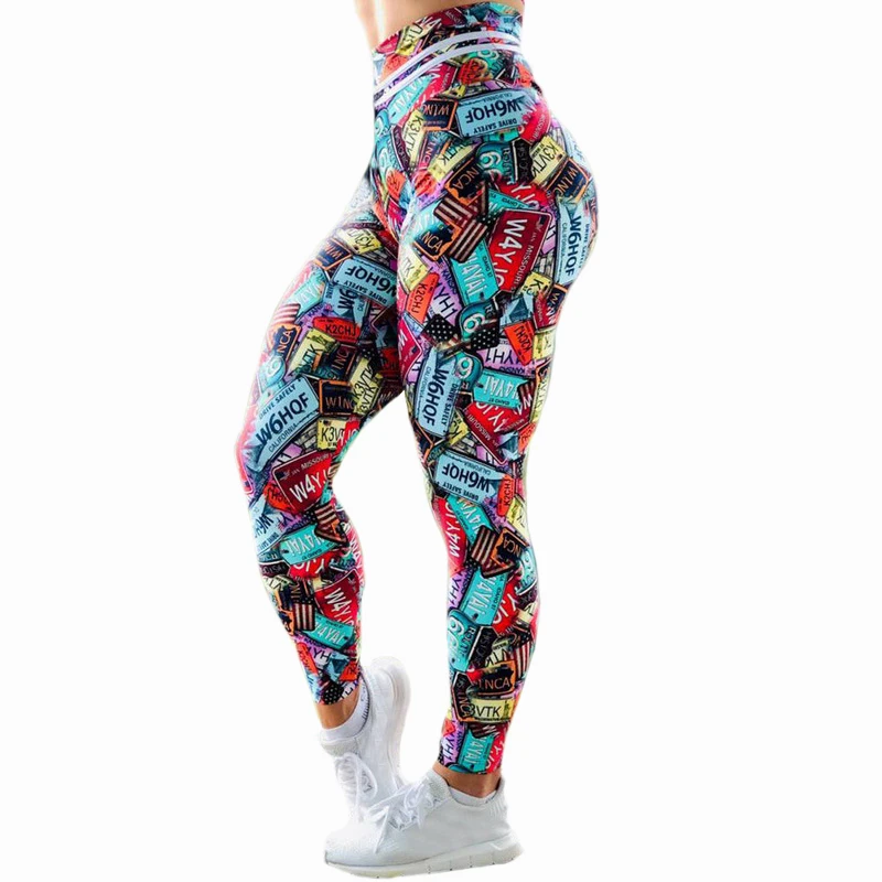 

Colorful Printed Yoga Leggings Womens Fitness High Waisted Trousers Fashion Jogging Female Stretchy Pants