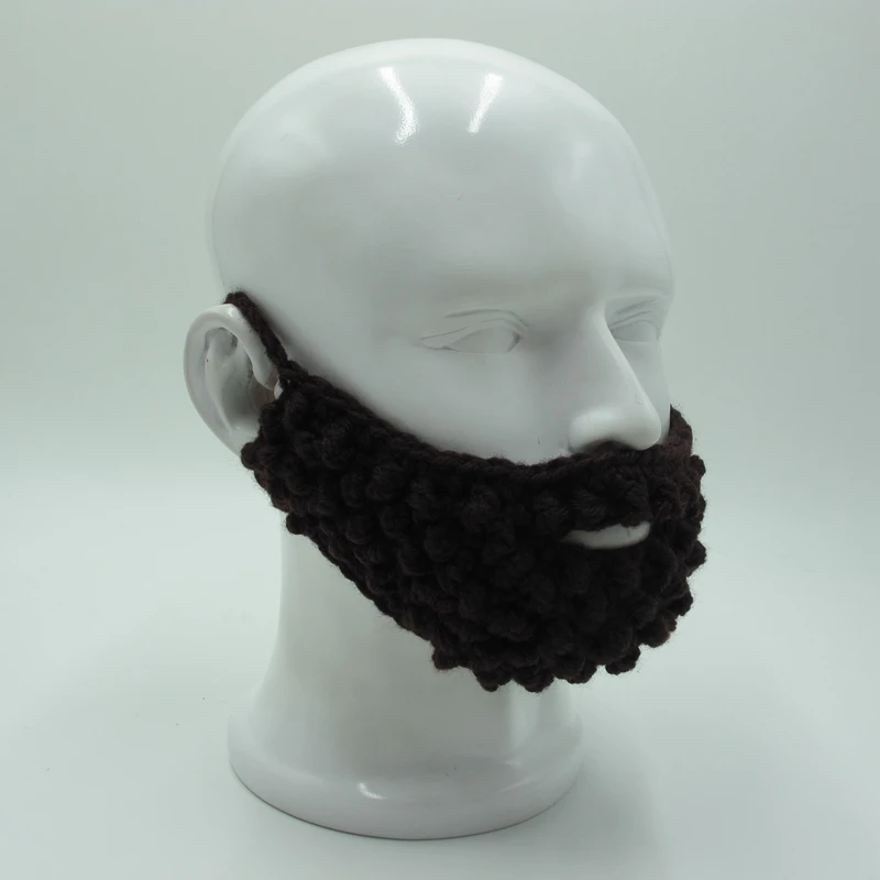 Handmade Knitted Funny Fake Beard Man Face-warmer Cap High Quality Winter Beanie Hat For Christmas Halloween Costume Party 2