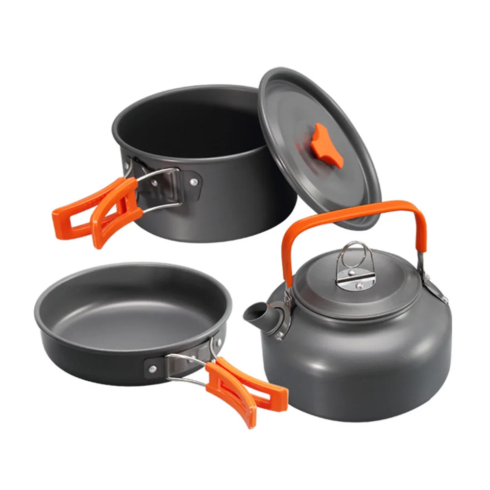 Camping Cookware Set Tableware Equipment Camping Equipment Cooking Set Teapot Frying Pan Boiling Pot Outdoor Travel Supplies
