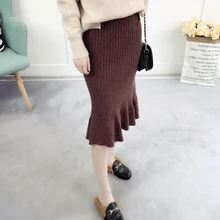 Новинка trumpt/Русалка трикотажные зимние юбки для женщин облегающие эластичные женские юбки с высокой талией сексуальные faldas largas черные