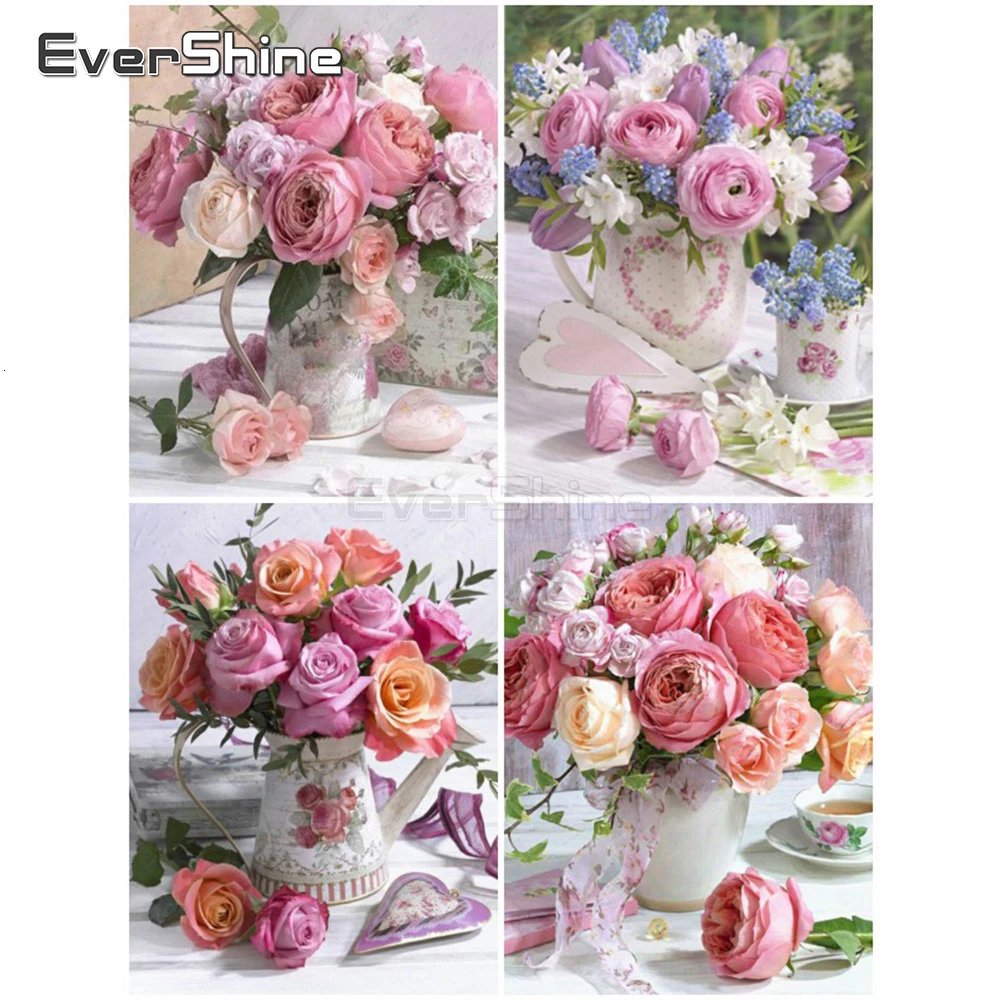 EverShine Paint With Diamonds Full Square Rhinestones Picture Flowers Cross Stitch Diamond Embroidery Bead Art Gift Home Decor | Дом и сад