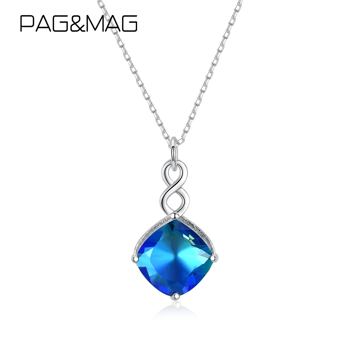 PAG & MAG модное ожерелье с синим цирконием и кулоном для женщин из стерлингового