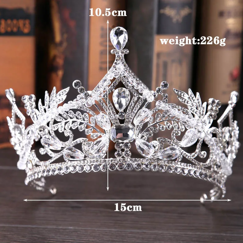 Shiny Luxury Silver Rhinestone Big Crown Bridal Wedding Accessories European Crystal Hair Accessories Princess Head Accessories