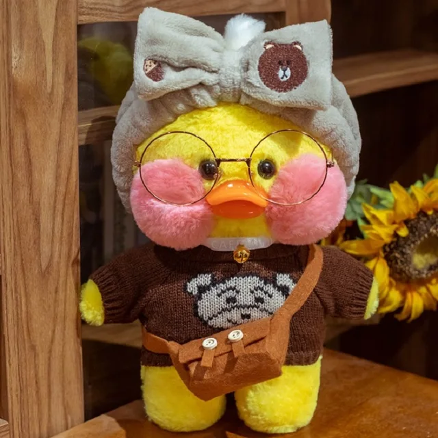 30cm Cute LaLafanfan Coffee Yellow Duck Plush Toy creative stuffed duck soft doll animal dolls kids Toys birthday gift for girl 6