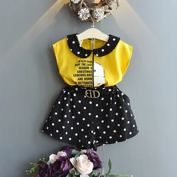 

2020 New Girls Sets New Spring Summer Floral Children Sleeveless T-shirt+Shorts/skirt 2PCS Kids Suit Fashion 3-7T Clothes B1