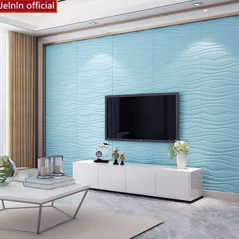 

3d wall stickers anti-collision soft bag anti-collision living room bedroom TV background wall wave blue wave pattern wallpaper